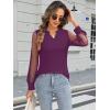 imageWomens Mesh Long Sleeve Shirts Dressy Casual V Neck Blouses Business Work TopsPurple