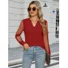 imageWomens Mesh Long Sleeve Shirts Dressy Casual V Neck Blouses Business Work TopsRed
