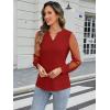imageWomens Mesh Long Sleeve Shirts Dressy Casual V Neck Blouses Business Work TopsRed