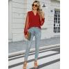 imageWomens Mesh Long Sleeve Shirts Dressy Casual V Neck Blouses Business Work TopsRed