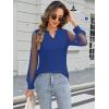 imageWomens Mesh Long Sleeve Shirts Dressy Casual V Neck Blouses Business Work TopsRoyal Blue