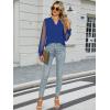 imageWomens Mesh Long Sleeve Shirts Dressy Casual V Neck Blouses Business Work TopsRoyal Blue