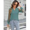 imageWomens Mesh Long Sleeve Shirts Dressy Casual V Neck Blouses Business Work TopsSage Green