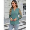 imageWomens Mesh Long Sleeve Shirts Dressy Casual V Neck Blouses Business Work TopsSage Green