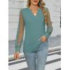 imageWomens Mesh Long Sleeve Shirts Dressy Casual V Neck Blouses Business Work TopsSage Green