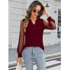 imageWomens Mesh Long Sleeve Shirts Dressy Casual V Neck Blouses Business Work TopsWine Red