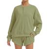 imageAnotherChill Womens Oversized Waffle Knit Lounge Set Long Sleeve Sweatshirt and High Waisted Shorts 2 Piece Casual OutfitGreen