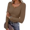 imageSAMPEEL Womens Long Sleeve Henley Shirts Slim Fit Tops 2025 Casual Fashion Outfits Basic Trendy TShirts Soft ClothingCoffee