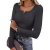 imageSAMPEEL Womens Long Sleeve Henley Shirts Slim Fit Tops 2025 Casual Fashion Outfits Basic Trendy TShirts Soft ClothingGrey