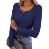 imageSAMPEEL Womens Long Sleeve Henley Shirts Slim Fit Tops 2025 Casual Fashion Outfits Basic Trendy TShirts Soft ClothingNavy Blue