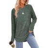 imageSampeel Long Sleeve Shirts for Women Tunic Tops Loose Fit Dressy Crew Neck Pullover Basic Sweaters for Women 2025Green