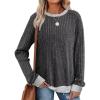imageSampeel Womens Tops Long Sleeve Shirts Lightweight Sweaters Loose Fit Crewneck Color Block Fall Fashion OutfitsShadow Grey