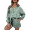 imageTrendy Queen Two Piece Sets For Women Summer Short Sets Beach Vcation Lounge Pajama 2 Piece Spring Outfits Fashion 2025Green