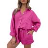 imageTrendy Queen Two Piece Sets For Women Summer Short Sets Beach Vcation Lounge Pajama 2 Piece Spring Outfits Fashion 2025Hotpink