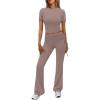 imageTrendy Queen womens Summer Two Piece Sets 2 Piece Lounge Sets Outfits Matching Pajamas Joggers Casual Y2k Trendy Tracksuits Travel Tops Drawstring Flare Pants 2024 Clothes Small Coffeegrey