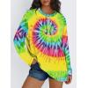 imageTrendy Queen Womens Oversized Long Sleeve T Shirts 2025 Basic Crewneck Tee Fall Tops Casual Workout Y2K ClothesTie Dye Rainbow