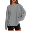 imageTrendy Queen Womens Oversized Long Sleeve T Shirts 2025 Basic Crewneck Tee Fall Tops Casual Workout Y2K ClothesGrey