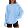 imageTrendy Queen Womens Oversized Long Sleeve T Shirts 2025 Basic Crewneck Tee Fall Tops Casual Workout Y2K ClothesSkyblue