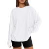 imageTrendy Queen Womens Oversized Long Sleeve T Shirts 2025 Basic Crewneck Tee Fall Tops Casual Workout Y2K ClothesWhite