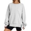 imageTrendy Queen Womens Side Slit Sweatshirts Casual Oversized Crewneck Long Sleeve Pullover Fall Fashion 2025Grey
