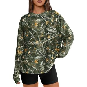 imageTrendy Queen Womens Oversized Long Sleeve T Shirts 2025 Basic Crewneck Tee Fall Tops Casual Workout Y2K ClothesCamoarmygreen