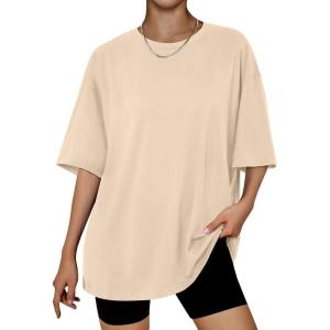 imageTrendy Queen Womens Oversized Summer T Shirts Plus Size Batwing Cute Casual Tops Short Sleeves Fashion Workout ClothesApricot