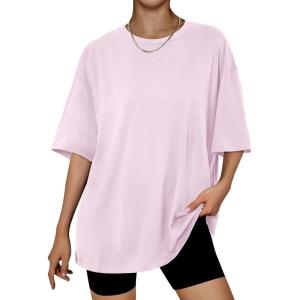imageTrendy Queen Womens Oversized Summer T Shirts Plus Size Batwing Cute Casual Tops Short Sleeves Fashion Workout ClothesLightpink
