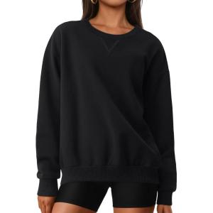 imageTrendy Queen Womens VNotch Lightweight Long Sleeve Sweatshirts Crewneck Fleece Hoodies Fall Fashion 2025 PulloverBlack