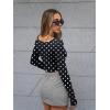 imageTrendy Queen Womens Boat Neck Tops Long Sleeve Shirts Casual Fitted Tee Shirts Solid Color Fall Basic Clothes 2025Black and White Dots