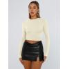 imageTrendy Queen Womens Long Sleeve T Shirts Fall Fashion 2025 Basic Crop Tops Going Out Outfits Y2k ClothesApricot