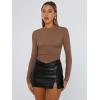 imageTrendy Queen Womens Long Sleeve T Shirts Fall Fashion 2025 Basic Crop Tops Going Out Outfits Y2k ClothesBrown