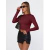 imageTrendy Queen Womens Long Sleeve T Shirts Fall Fashion 2025 Basic Crop Tops Going Out Outfits Y2k ClothesBurgundy
