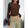 imageTrendy Queen Womens Long Sleeve T Shirts Fall Fashion 2025 Basic Crop Tops Going Out Outfits Y2k ClothesChocolate