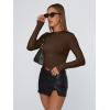 imageTrendy Queen Womens Long Sleeve T Shirts Fall Fashion 2025 Basic Crop Tops Going Out Outfits Y2k ClothesChocolate