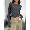 imageTrendy Queen Womens Long Sleeve T Shirts Fall Fashion 2025 Basic Crop Tops Going Out Outfits Y2k ClothesGray
