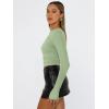 imageTrendy Queen Womens Long Sleeve T Shirts Fall Fashion 2025 Basic Crop Tops Going Out Outfits Y2k ClothesLight Green