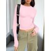 imageTrendy Queen Womens Long Sleeve T Shirts Fall Fashion 2025 Basic Crop Tops Going Out Outfits Y2k ClothesPink