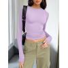 imageTrendy Queen Womens Long Sleeve T Shirts Fall Fashion 2025 Basic Crop Tops Going Out Outfits Y2k ClothesPurple
