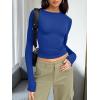 imageTrendy Queen Womens Long Sleeve T Shirts Fall Fashion 2025 Basic Crop Tops Going Out Outfits Y2k ClothesRoyal Blue