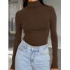 imageTrendy Queen Womens Turtleneck Long Sleeve Shirts Fall Fashion Basic Thermal Underwear Tops Winter Clothes 2025Chocolate Brown