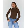 imageTrendy Queen Womens Turtleneck Long Sleeve Shirts Fall Fashion Basic Thermal Underwear Tops Winter Clothes 2025Chocolate Brown