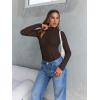 imageTrendy Queen Womens Turtleneck Long Sleeve Shirts Fall Fashion Basic Thermal Underwear Tops Winter Clothes 2025Coffee