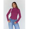 imageTrendy Queen Womens Turtleneck Long Sleeve Shirts Fall Fashion Basic Thermal Underwear Tops Winter Clothes 2025Fuchsia