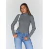 imageTrendy Queen Womens Turtleneck Long Sleeve Shirts Fall Fashion Basic Thermal Underwear Tops Winter Clothes 2025Grey