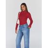 imageTrendy Queen Womens Turtleneck Long Sleeve Shirts Fall Fashion Basic Thermal Underwear Tops Winter Clothes 2025Red