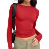 imageTrendy Queen Womens Long Sleeve T Shirts Fall Fashion 2025 Basic Crop Tops Going Out Outfits Y2k ClothesRed