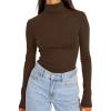 imageTrendy Queen Womens Turtleneck Long Sleeve Shirts Fall Fashion Basic Thermal Underwear Tops Winter Clothes 2025Chocolate Brown