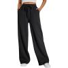 imageTrendy Queen Womens Wide Leg Fleece Lined Sweatpants Winter Baggy Lounge Travel Pants Fashion Outfits 2025 Joggers ClothesBlack