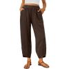 imageTrendy Queen Womens Wide Leg Pants Boho Summer Capri Palazzo Harem Casual Barrel Sweatpants Baggy Slacks with PocketsBrown