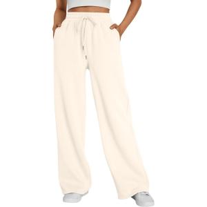 imageTrendy Queen Womens Wide Leg Fleece Lined Sweatpants Winter Baggy Lounge Travel Pants Fashion Outfits 2025 Joggers ClothesApricot